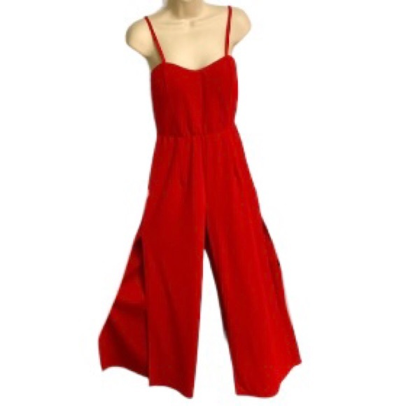 Nasty Gal Jumper Wide Leg Sweetheart Neckline Red Women's Large - Picture 4 of 14